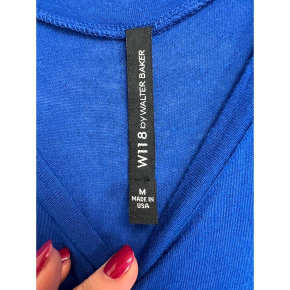 W118 By Walter Baker Asymmetric Maxi Dress Blue Sleeveless Scoop Neck Women SZ M - Picture 3 of 5